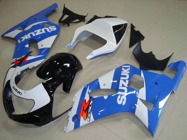 Billigste Suzuki GSXR 750 Motorrad Verkleidung 2001-2003 - Weiss Blau Glanzendes Schwarz
