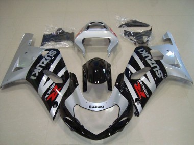 Billigste Suzuki GSXR 750 Motorrad Verkleidung 2001-2003 - Silber Glanzendes Schwarz