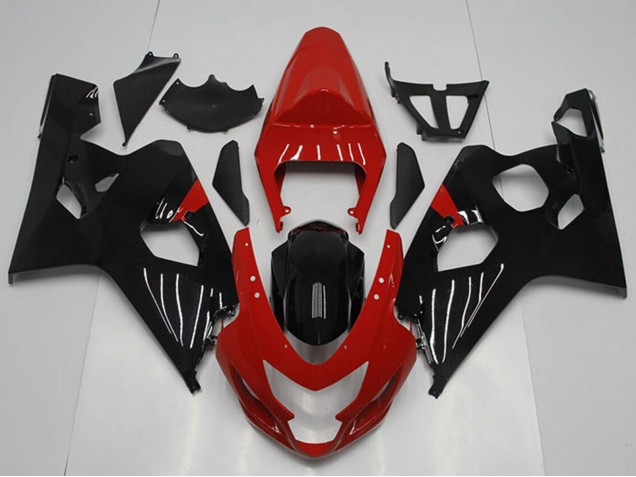 Billigste Suzuki GSXR 750 Motorrad Verkleidung 2004-2005 - Rot Glanzendes Schwarz