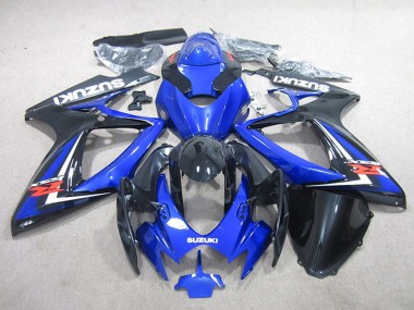 Billigste Suzuki GSXR 750 Motorrad Verkleidung 2006-2007 - Blau Glanzendes Schwarz