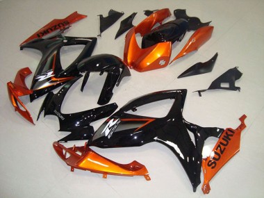 Billigste Suzuki GSXR 750 Motorrad Verkleidung 2006-2007 - Orange Glanzendes Schwarz