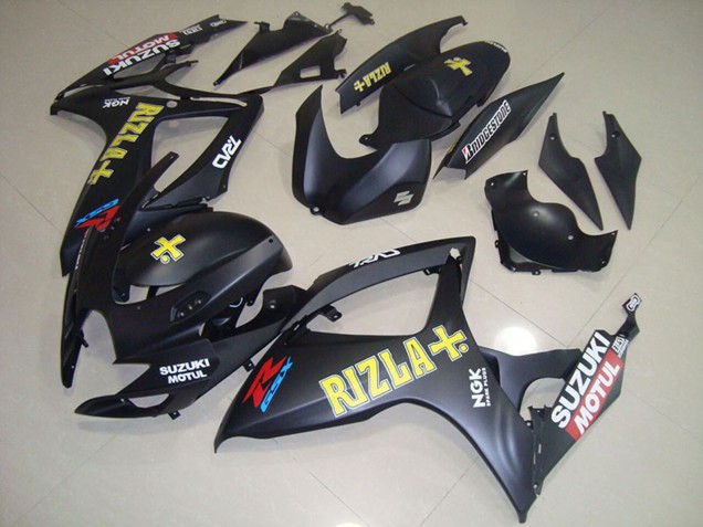 Billigste Suzuki GSXR 750 Motorrad Verkleidung 2006-2007 - Matt Schwarz Gelb Rizla Motul