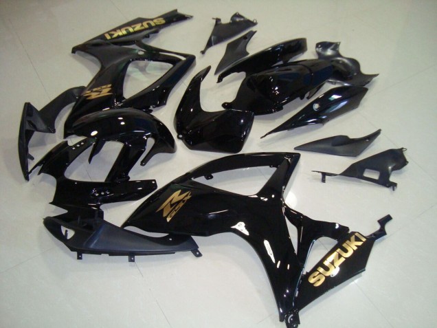 Billigste Suzuki GSXR 750 Motorrad Verkleidung 2006-2007 - Glanzendes Schwarz Gold Aufkleber
