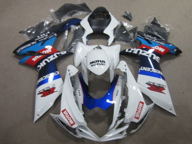 Billigste Suzuki GSXR 750 Motorrad Verkleidung 2011-2024 - Weiss Blau Motul