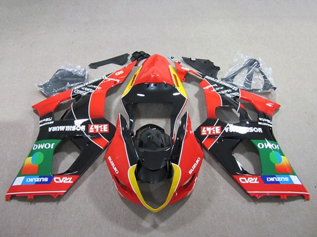 Billigste Suzuki GSXR 1000 Motorrad Verkleidung 2003-2004 - Rot Gelb Grun Schwarz