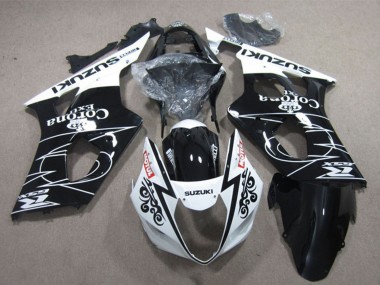 Billigste Suzuki GSXR 1000 Motorrad Verkleidung 2003-2004 - Weiss Glanzendes Schwarz Corona Extra Motul