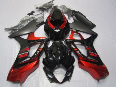 Billigste Suzuki GSXR 1000 Motorrad Verkleidung Kit 2007-2008 - Rot Glanzendes Schwarz