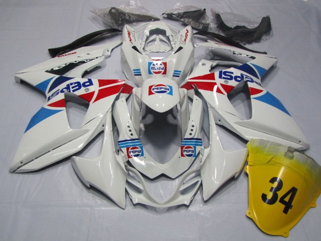 Billigste Suzuki GSXR 1000 Motorrad Verkleidung 2009-2016 - Weiss Blau Rot Pepsi 34