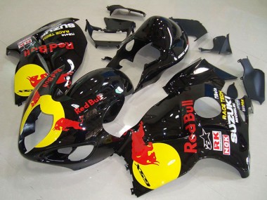 Billigste Suzuki GSXR 1300 Hayabusa Motorrad Verkleidung 1996-2007 - Glanzendes Schwarz Gelb Red Bull