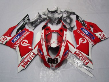 Billigste Ducati 1199 Motorrad Verkleidung 2011-2014 - Weiss Rot Fiamm Ficc