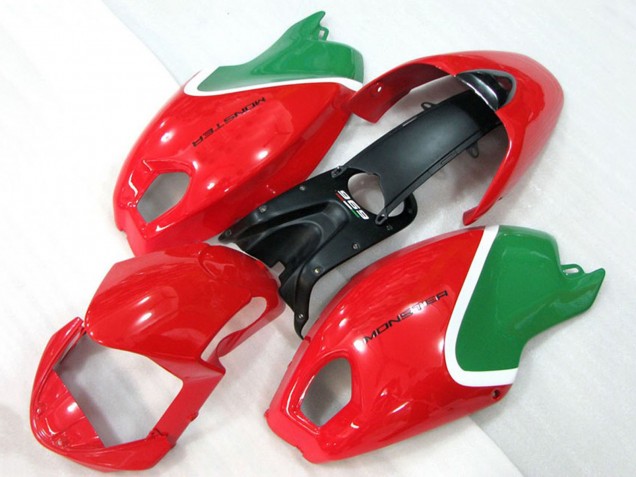 Billigste Ducati Monster 696 Motorrad Verkleidung 2008-2012 - Rot Weiss Grun