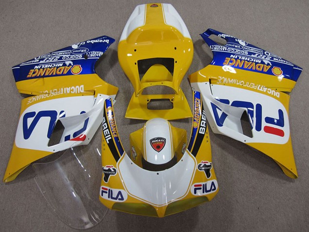 Billigste Ducati 748 Motorrad Verkleidung 1993-2005 - Gelb Weiss Blau Fila