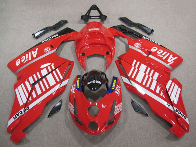 Billigste Ducati 749 999 Motorrad Verkleidung 2005-2006 - Rot Weiss Glanzendes Schwarz Alice Sundisk