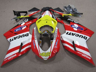 Billigste Ducati 1198 Motorrad Verkleidung 2007-2014 - Weiss Gelb Rot Generali 46