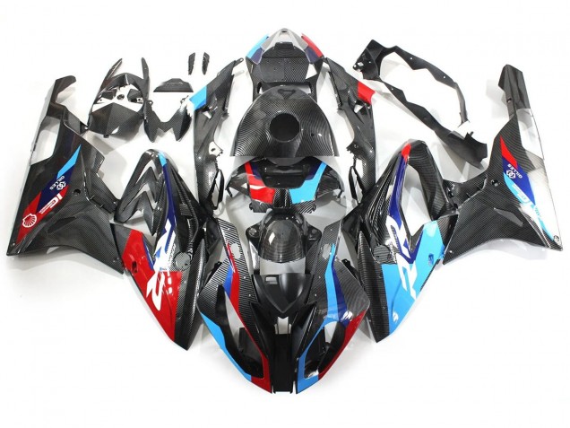 Billigste BMW S1000RR Motorrad Verkleidung 2015-2016 - Blau Rot Carbonfaser