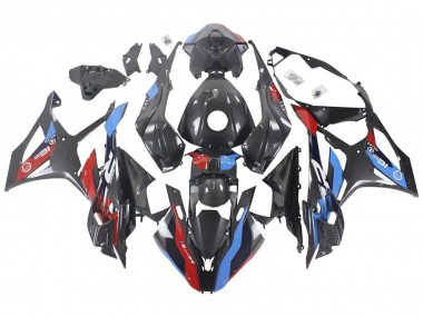 Billigste BMW S1000RR Motorrad Verkleidung 2023-2024 - Blau Rot Carbonfaser