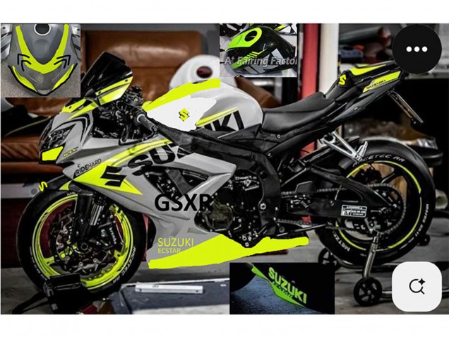 Billigste Suzuki GSXR 750 Motorrad Verkleidung 2004-2005 - Grau Zitrone Grun Schwarz