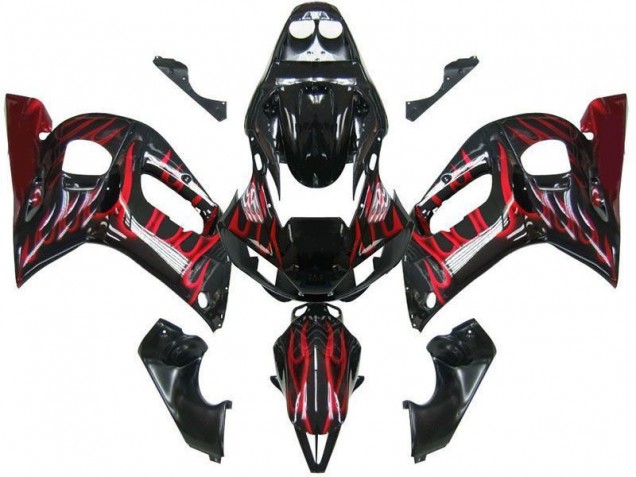 Billigste Schwarz rote Flamme Yamaha R6 1998-2002 Verkleidungen Billigste Schwarz rote Flamme Yamaha R6 1998-2002 Verkleidungen