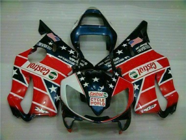 Billigste Rot Weiß Blau Castrol Cycle World Honda CBR 600 F4i 2001-2003 Verkleidungen