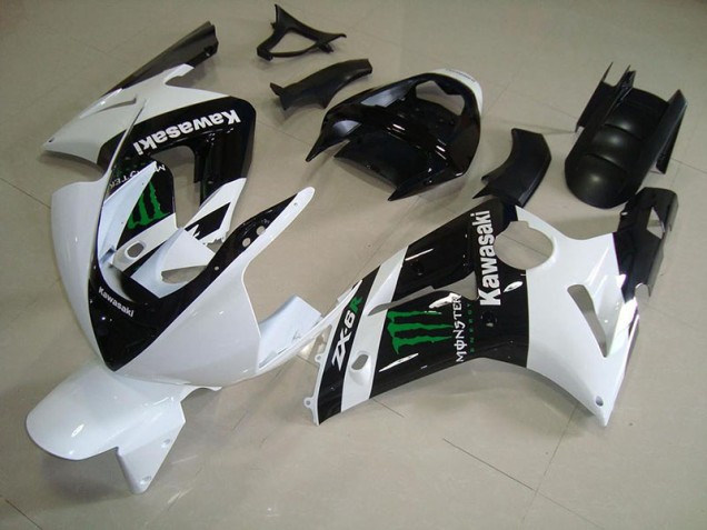 Billigste Weiß Monster Kawasaki ZX6R 2003-2004 Verkleidung Billigste Weiß Monster Kawasaki ZX6R 2003-2004 Verkleidung