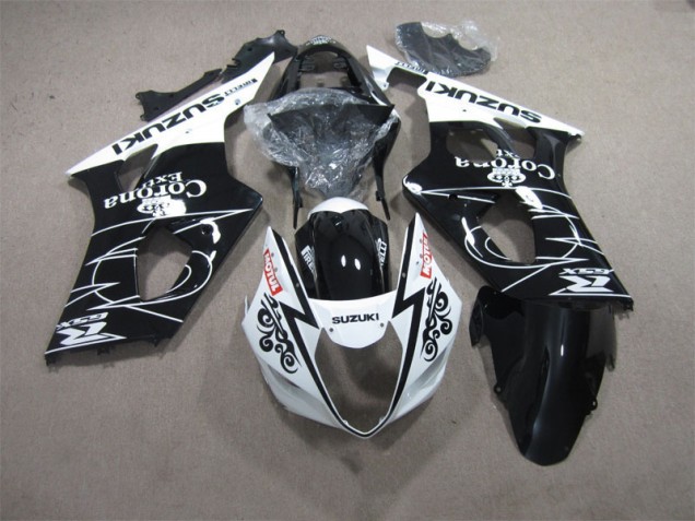 Billigste Schwarz Weiß Corona Extra Motul Suzuki GSXR 1000 K3 2003-2004 Verkleidungen Billigste Schwarz Weiß Corona Extra Motul Suzuki GSXR 1000 K3 2003-2004 Verkleidungen