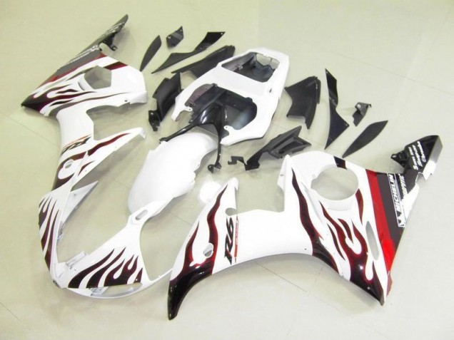 Billigste Weiß Und Flamme Yamaha R6 2003-2005 Verkleidungen Billigste Weiß Und Flamme Yamaha R6 2003-2005 Verkleidungen