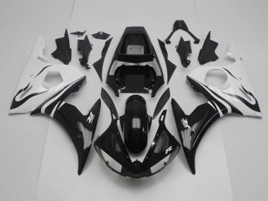 Billigste Schwarz Weiß Yamaha R6 2003-2005 Verkleidung