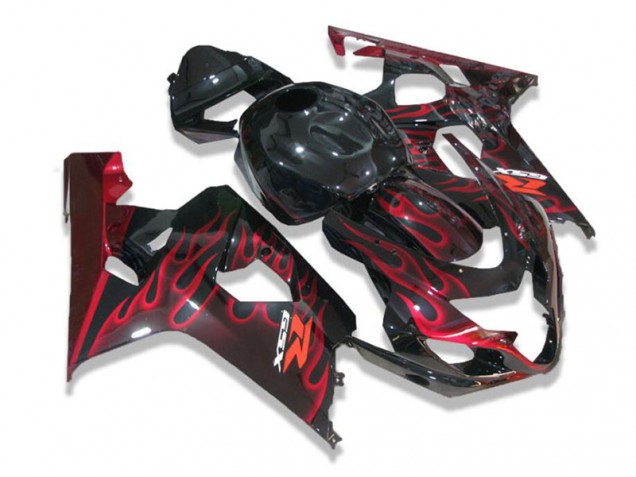 Billigste Schwarz rote Flammen Suzuki GSXR 600 / 750 K4 2004-2005 Verkleidungen Billigste Schwarz rote Flammen Suzuki GSXR 600 / 750 K4 2004-2005 Verkleidungen
