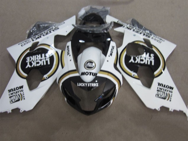 Billigste Schwarz Weiß Lucky Strike Motul Suzuki GSXR 600 K4 2004-2005 Verkleidungen