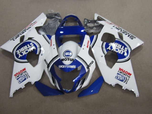Billigste Blau Weiß Lucky Strike Motul Suzuki GSXR 600 K4 2004-2005 Verkleidungen Billigste Blau Weiß Lucky Strike Motul Suzuki GSXR 600 K4 2004-2005 Verkleidungen