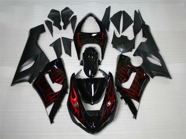 Billigste Rot Schwarz Kawasaki ZX6R 2005-2006 Verkleidungen