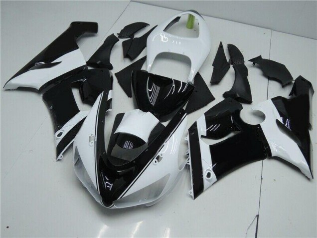 Billigste Schwarz Weiß Kawasaki ZX6R 2005-2006 Verkleidungen