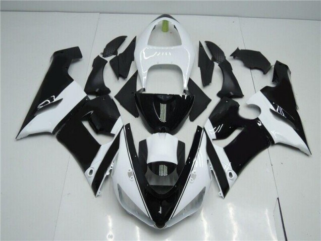 Billigste Schwarz Weiß Kawasaki ZX6R 2005-2006 Verkleidungen