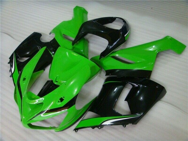 Billigste Grün Weiß Schwarz Kawasaki ZX6R 2005-2006 Verkleidungen