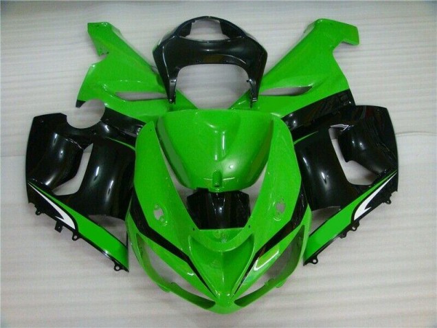 Billigste Grün Weiß Schwarz Kawasaki ZX6R 2005-2006 Verkleidungen