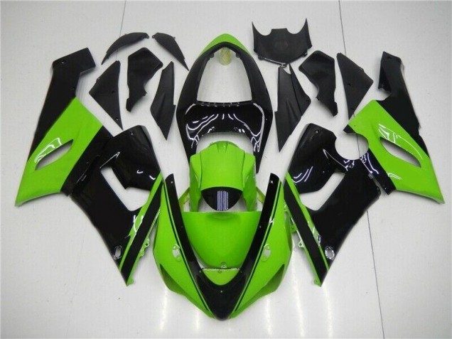 Billigste Grün Schwarz Kawasaki ZX6R 2005-2006 Verkleidung