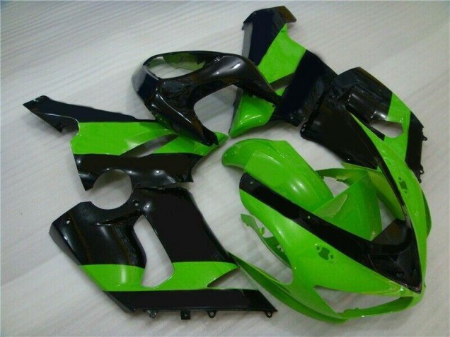 Billigste Grün Schwarz Kawasaki ZX6R 2005-2006 Verkleidungen