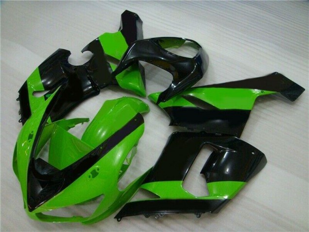 Billigste Grün Schwarz Kawasaki ZX6R 2005-2006 Verkleidungen