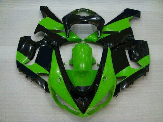 Billigste Grün Schwarz Kawasaki ZX6R 2005-2006 Verkleidungen