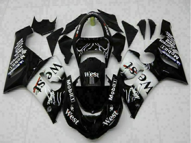 Billigste Schwarz Kawasaki ZX6R 2005-2006 Verkleidungen Komplett Sets