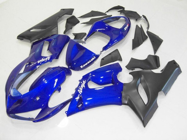 Billigste Blau Schwarz Kawasaki ZX6R 2005-2006 Verkleidung