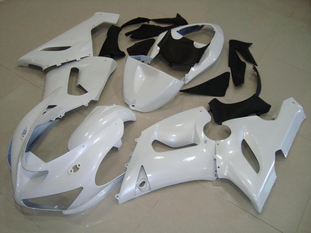 Billigste Dunkel Perl Weiß Kawasaki ZX6R 2005-2006 Verkleidungen