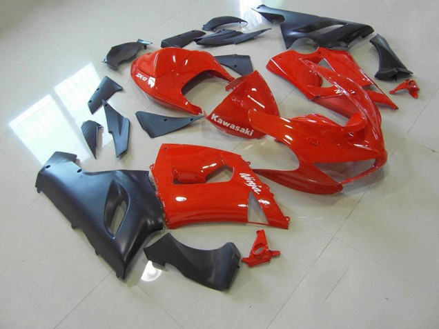 Billigste Rot und Matt Schwarz Kawasaki ZX6R 2005-2006 Verkleidungen