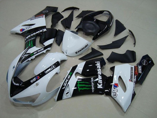Billigste Weiß Monster Kawasaki ZX6R 2005-2006 Verkleidungen Billigste Weiß Monster Kawasaki ZX6R 2005-2006 Verkleidungen