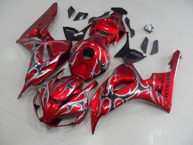 Billigste Rot mit Schwarz Grau Flamme Honda CBR 1000 RR 2006-2007 Verkleidungen
