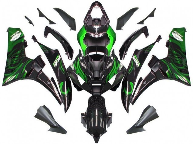 Billigste Schwarze Grüne Flamme Yamaha R6 2006-2007 Verkleidungen