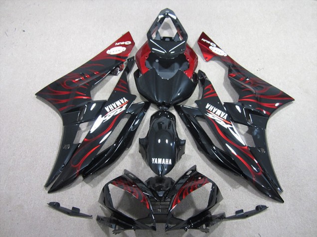 Billigste Schwarz rote Flamme Yamaha R6 2006-2007 Verkleidung