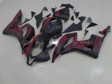 Billigste Matt Schwarzer roter Totenkopf mit Streifen Honda CBR 600 RR 2007-2008 Verkleidungen