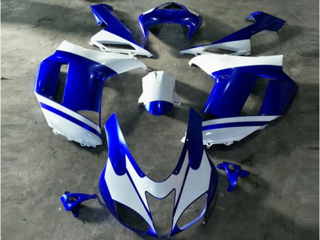 Billigste Blau Weiß Kawasaki ZX6R 2007-2008 Verkleidungen Billigste Blau Weiß Kawasaki ZX6R 2007-2008 Verkleidungen