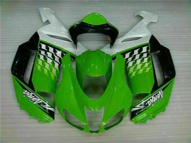 Billigste Grüner Weißer Ninja Kawasaki ZX6R 2007-2008 Verkleidungen
